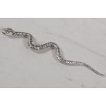 A 925 mark silver snake pendant 5" long