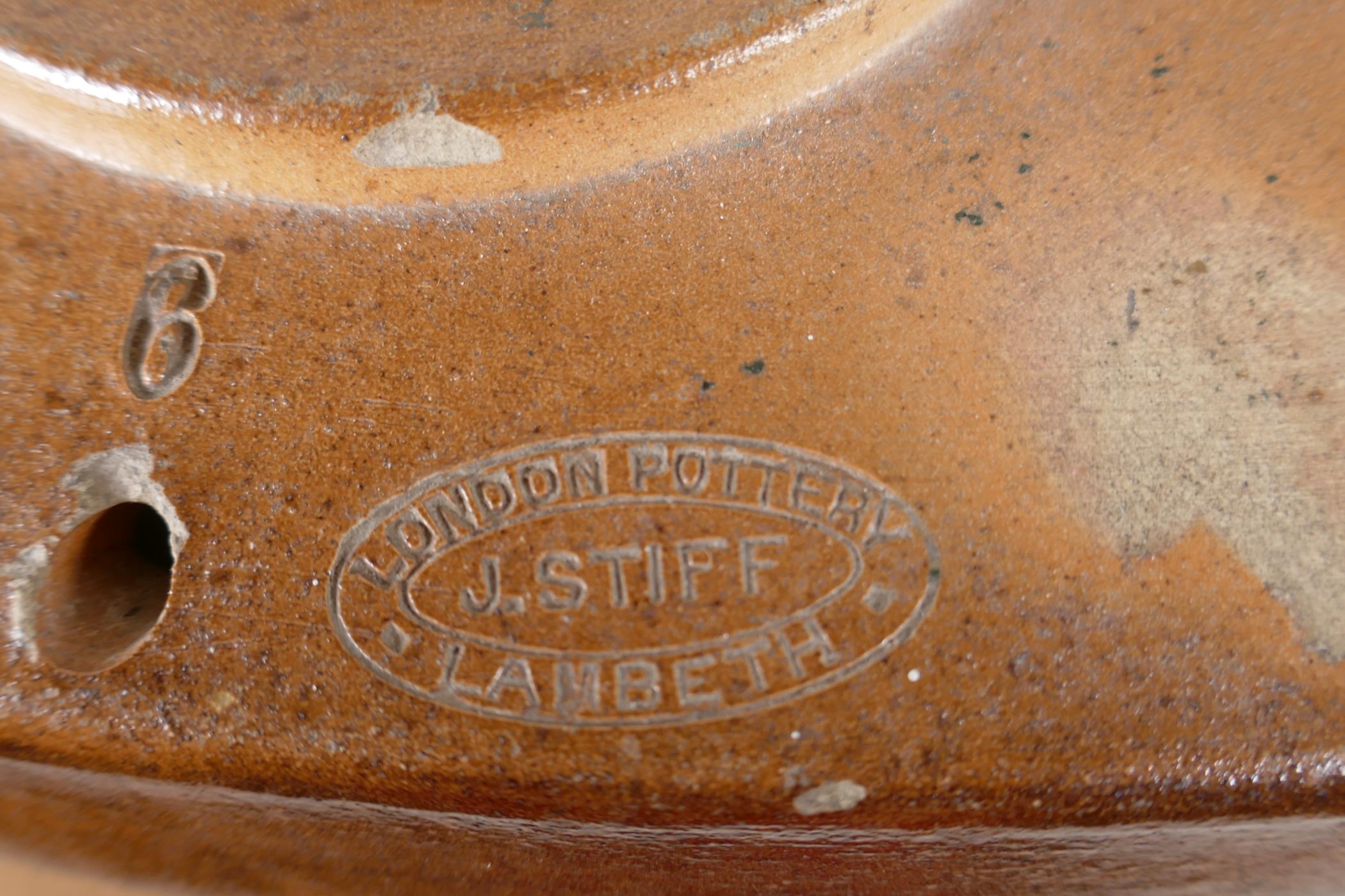 A large C19th stoneware barrel impressed J. Stiff pottery, Lambeth, London. 19" high - Image 2 of 2