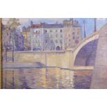 Tomas Casttallanos, Pont Neuf, signed and dated (19)29, Paris, oil on board, 20" x 16"