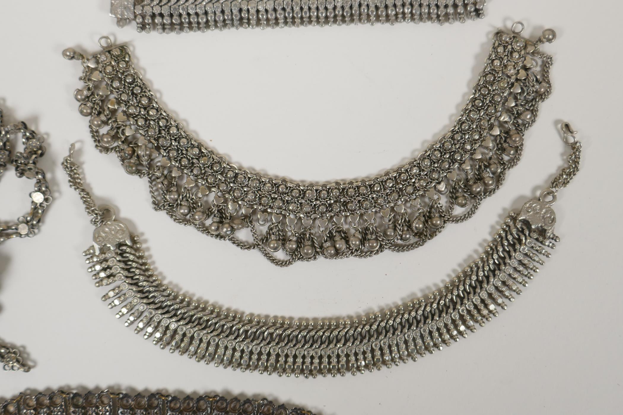 A collection of Indian white metal jewellery including bracelets, necklaces and belts - Image 3 of 5