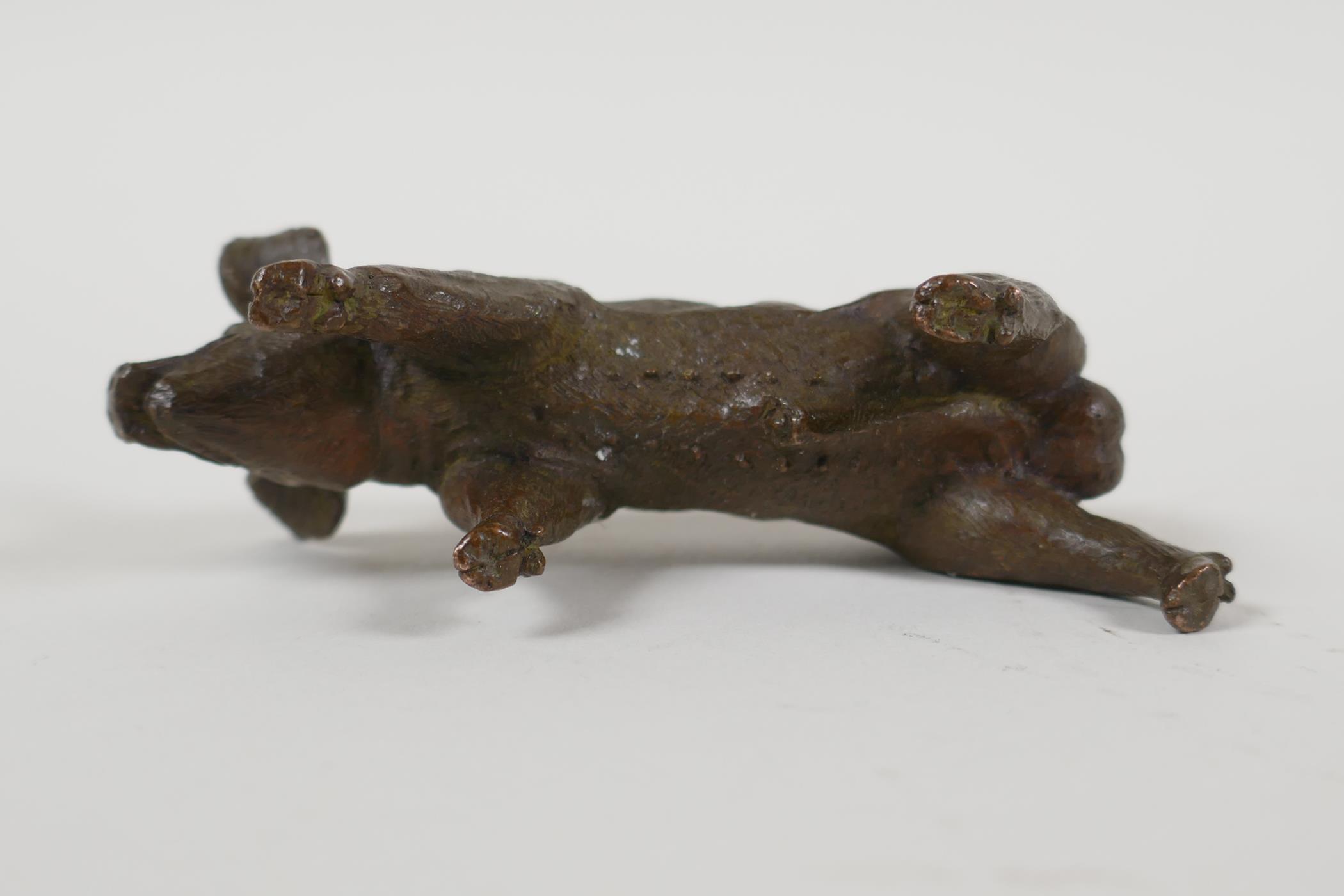 A Japanese bronze okimono in the form of a pig, 3½" long - Image 3 of 3