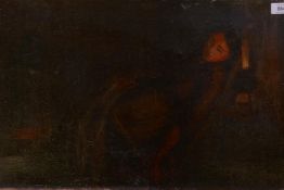 Sleeping woman, unsigned, late C19th/early C20th, oil on canvas, 24" x 15"