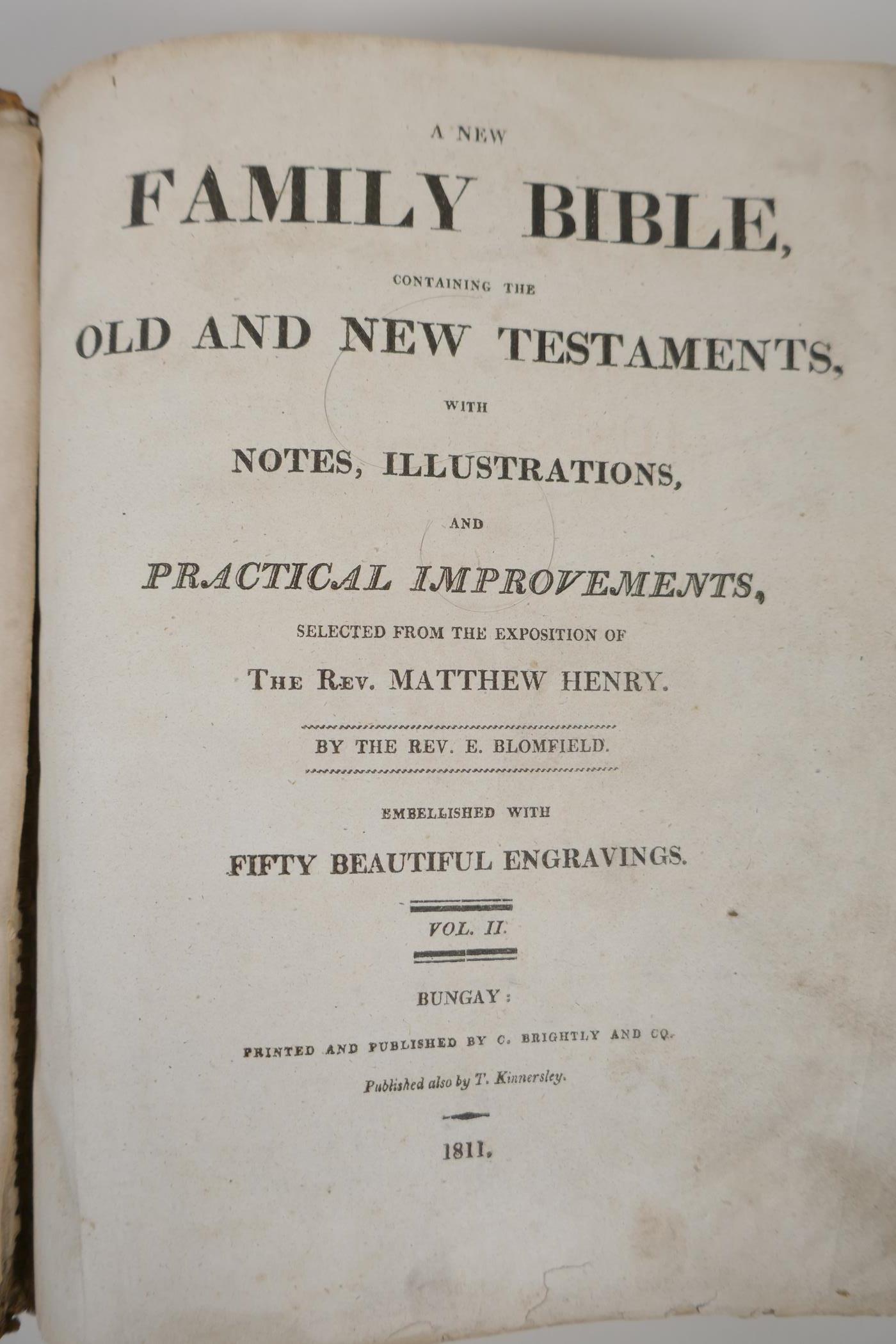 Two Volumes, The Family Bible, with exposition from the Reverend Matthew Henry, Vols 1 and 2, - Image 2 of 6