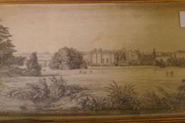 View of Country House, possibly Hampton Court, Hereford, early C19th, unsigned, ink and wash, 10"