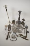 A quantity of silver plated items including designer candlesticks by BBI, Germany