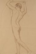 A pencil life study of a male nude, dated (19)34, 12" x 16"