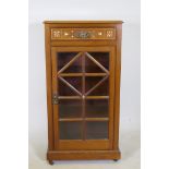 A Victorian mahogany Arts & Crafts display cabinet, with boxwood, ebony and mother of pearl inlaid