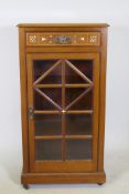 A Victorian mahogany Arts & Crafts display cabinet, with boxwood, ebony and mother of pearl inlaid