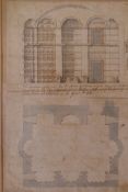 Follower of Giovanni Paolo Panini, architectural elevation and floor plan, inscribed, the