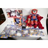 A quantity of boxed toys to include Star Wars, Harry Potter, Dr Who, aircraft of the aces and