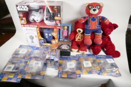 A quantity of boxed toys to include Star Wars, Harry Potter, Dr Who, aircraft of the aces and