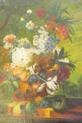 In the manner of F.X. Pieter, still life with vase of flowers, signed indistinctly, late C19th/early