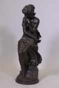 After Moreau, a cold cast bronzed figure of Venus, A/F, loss to hair, 24½" high