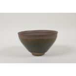 A Chinese Jian kiln hare's fur glazed pottery rice bowl, 4½" diameter