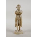 A C19th well carved ivory figure of Napoleon, minor losses, 7" high