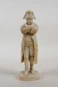 A C19th well carved ivory figure of Napoleon, minor losses, 7" high