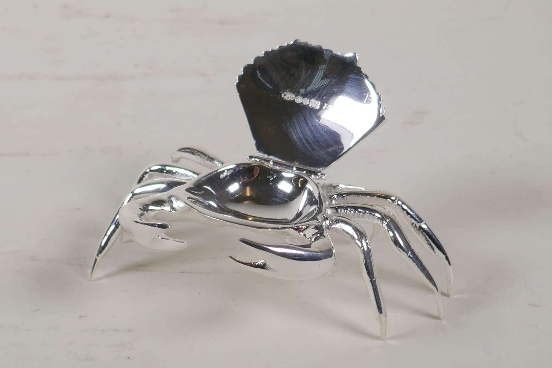 A silver plated salt cellar in the form of a crab, 4½" wide - Image 2 of 2