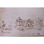 A Gallop at Torquay, 1836, ink on paper, 9" x 5½"