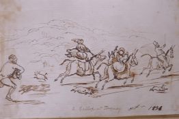 A Gallop at Torquay, 1836, ink on paper, 9" x 5½"