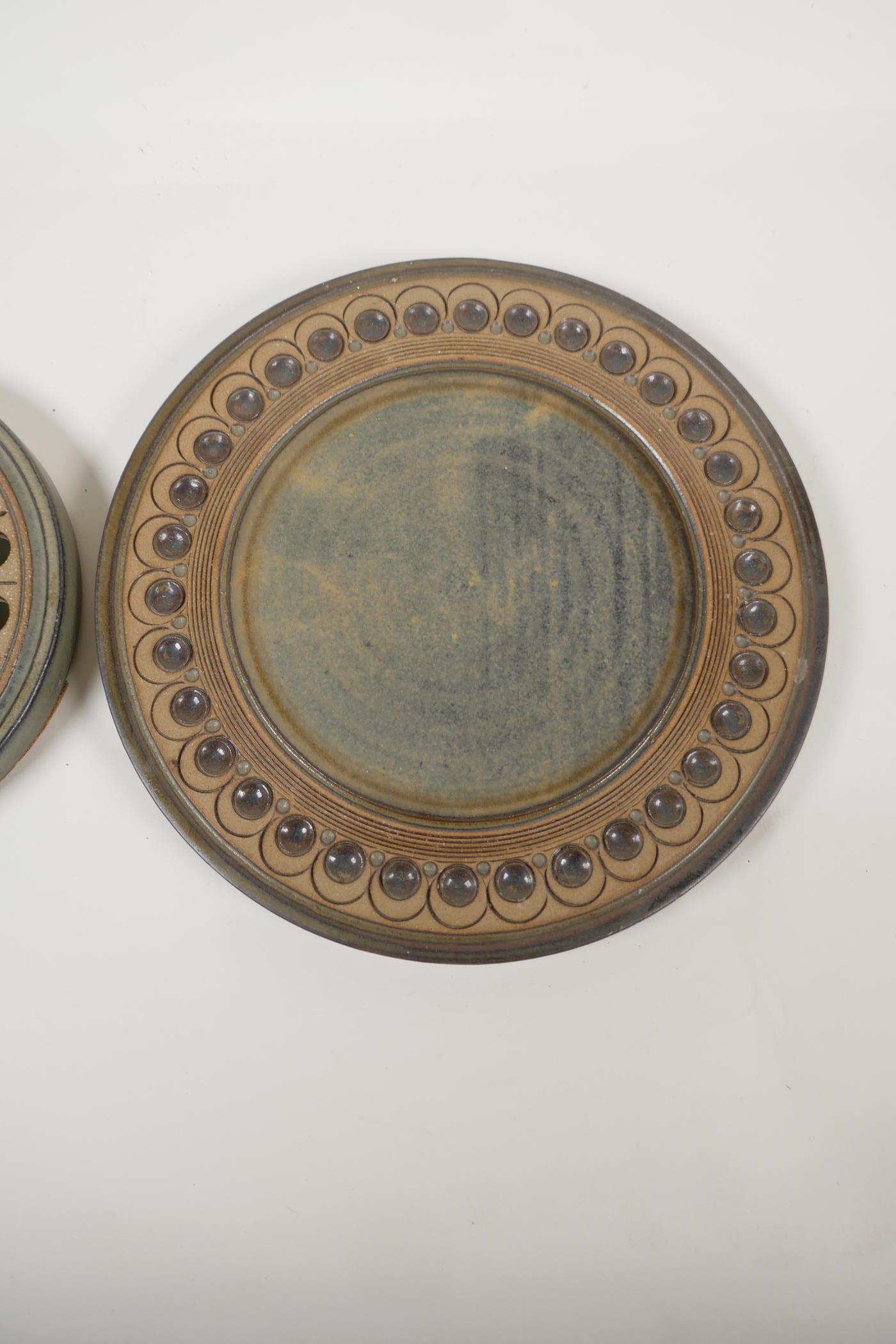 A pair of Jersey pottery stoneware stands, largest 10" diameter - Image 2 of 3