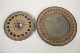 A pair of Jersey pottery stoneware stands, largest 10" diameter