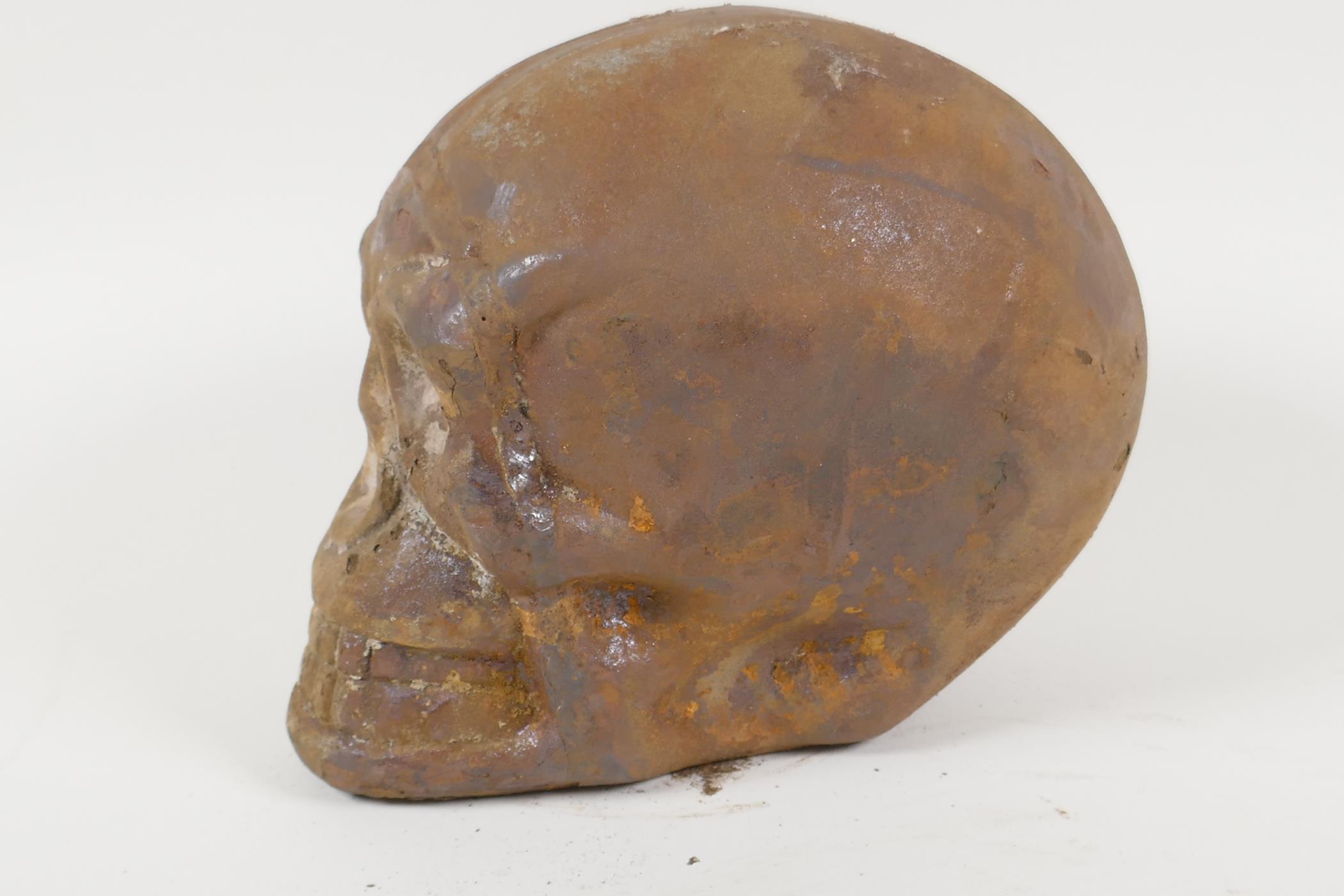 A cast iron skull, 6" high - Image 3 of 3