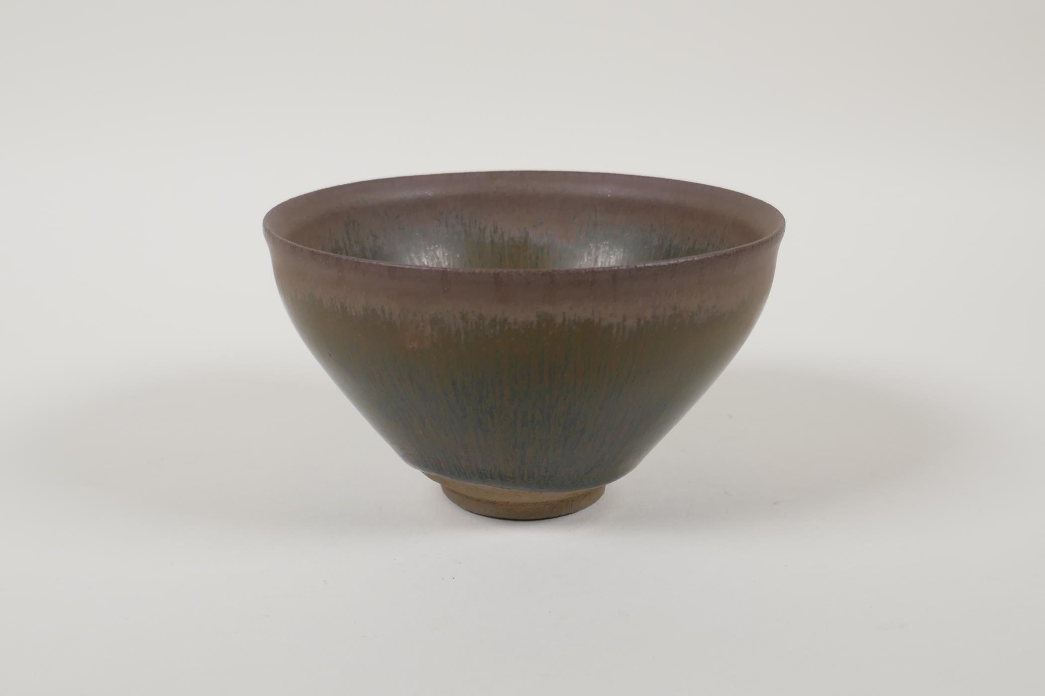 A Chinese Jian kiln hare's fur glazed pottery rice bowl, 4½" diameter - Image 3 of 4