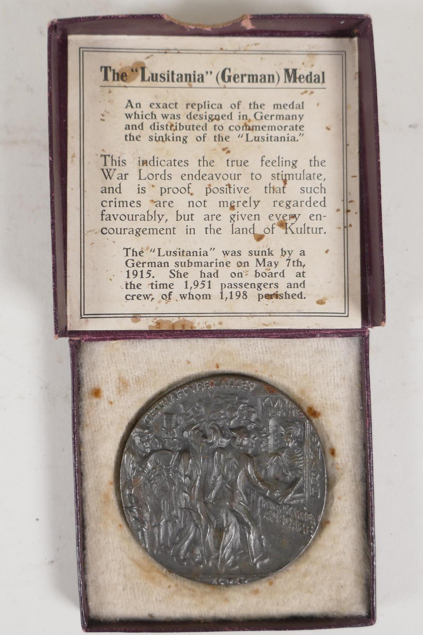 A £5 silver proof coin, in case with C.O.A., two Elizabeth II Crowns and a Lusitania medal in box - Image 2 of 8