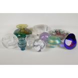 A quantity of decorative glassware to include Mdina, Caithness etc