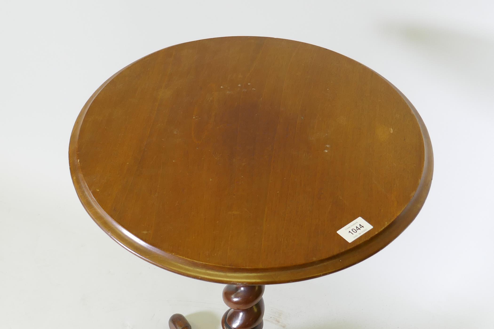 A C19th circular top mahogany occasional table on barley twist turned column and tripod base, 29½" - Image 3 of 3