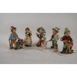 A set of Friedel porcelain figures of children, 5½"