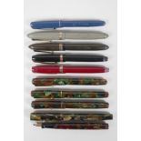 Ten assorted 'Swan' Mabie Todd fountain pens, including Swan self-fillers, Swan Leverless, Swan