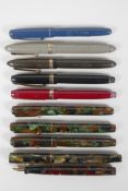 Ten assorted 'Swan' Mabie Todd fountain pens, including Swan self-fillers, Swan Leverless, Swan