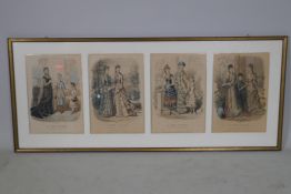 Four late C19th/early C20th French fashion plate prints, published by La Mode Illustree, after Anais