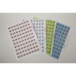 Four sheets of facsimile (replica) Chinese zodiac stamps