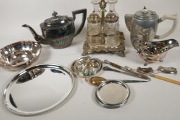 A quantity of silver plated wares including flatware
