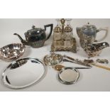 A quantity of silver plated wares including flatware