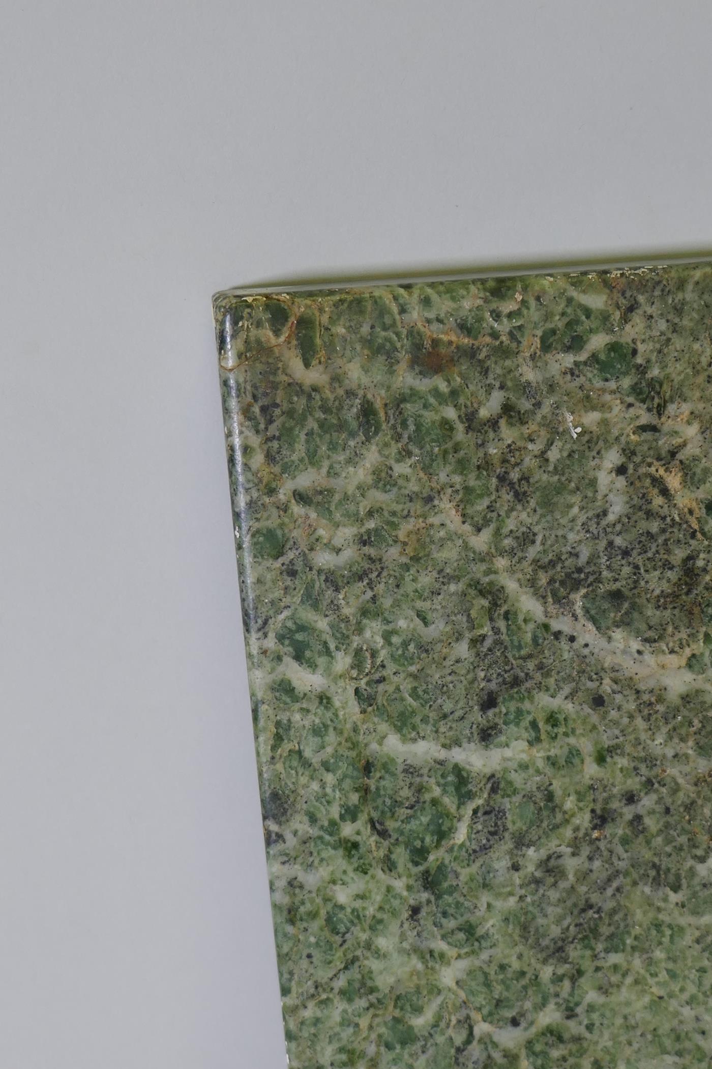 A vert de mer marble top, 36" x 12" x 1" - Image 2 of 2