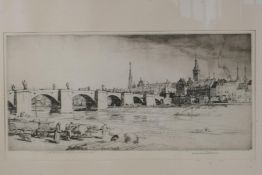 Malcolm Osborne, The Bishops Bridge, Wurzburg', signed etching, 8" x 15½"