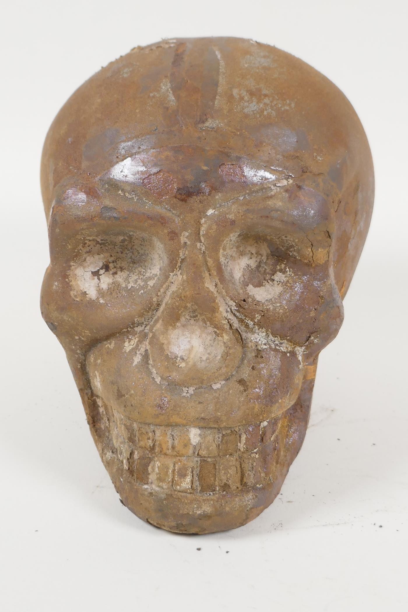 A cast iron skull, 6" high - Image 2 of 3