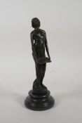 A bronze Art Deco style female figure, 7½" high