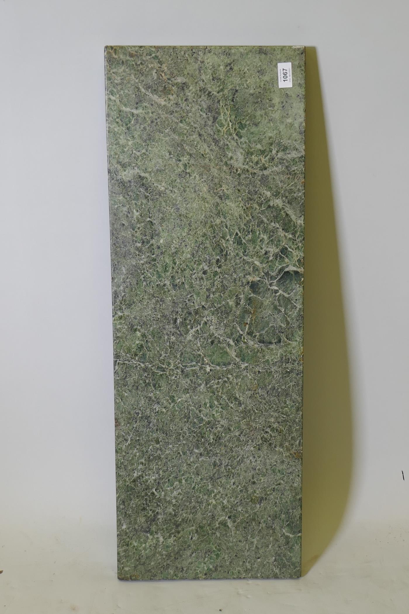 A vert de mer marble top, 36" x 12" x 1"