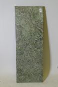 A vert de mer marble top, 36" x 12" x 1"