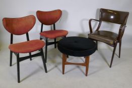 A pair of G-Plan mid-century butterfly dining chairs designed by E. Gomme, a G-Plan Danish design