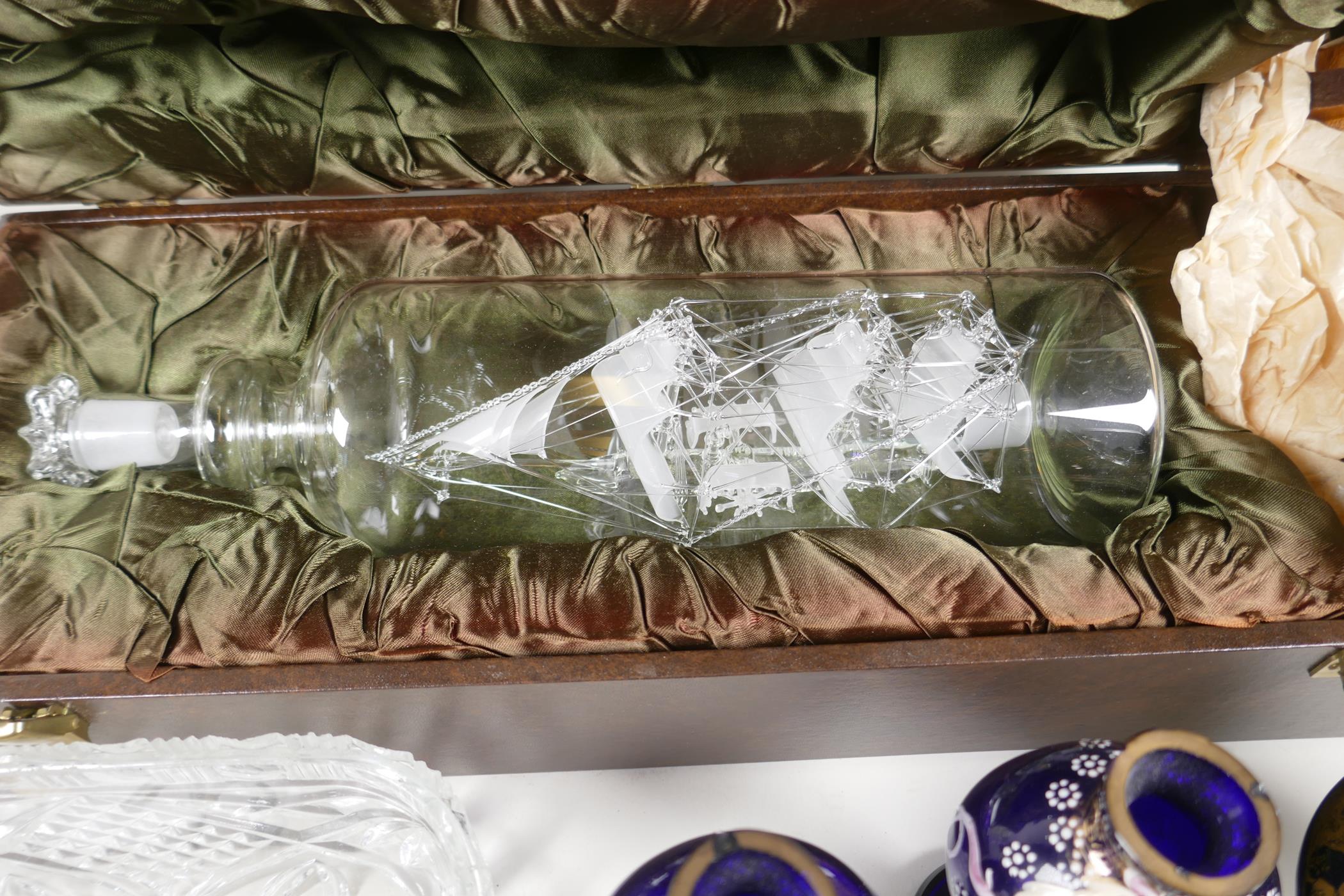 A Lichfield Glass Sculptures limited edition model of the P.S. Savanna in a bottle, 14" long, - Image 6 of 7
