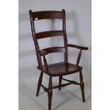 A C19th Oxford bar back elbow chair