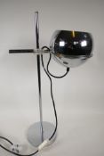 A late C20th German chrome and lucite uplighter/table lamp marked D.B.G.M., 24" high