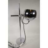 A late C20th German chrome and lucite uplighter/table lamp marked D.B.G.M., 24" high