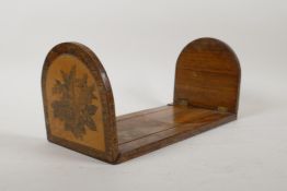 A late C19th/early C20th rosewood and tunbridge ware book stand, with inlaid floral spray decoration