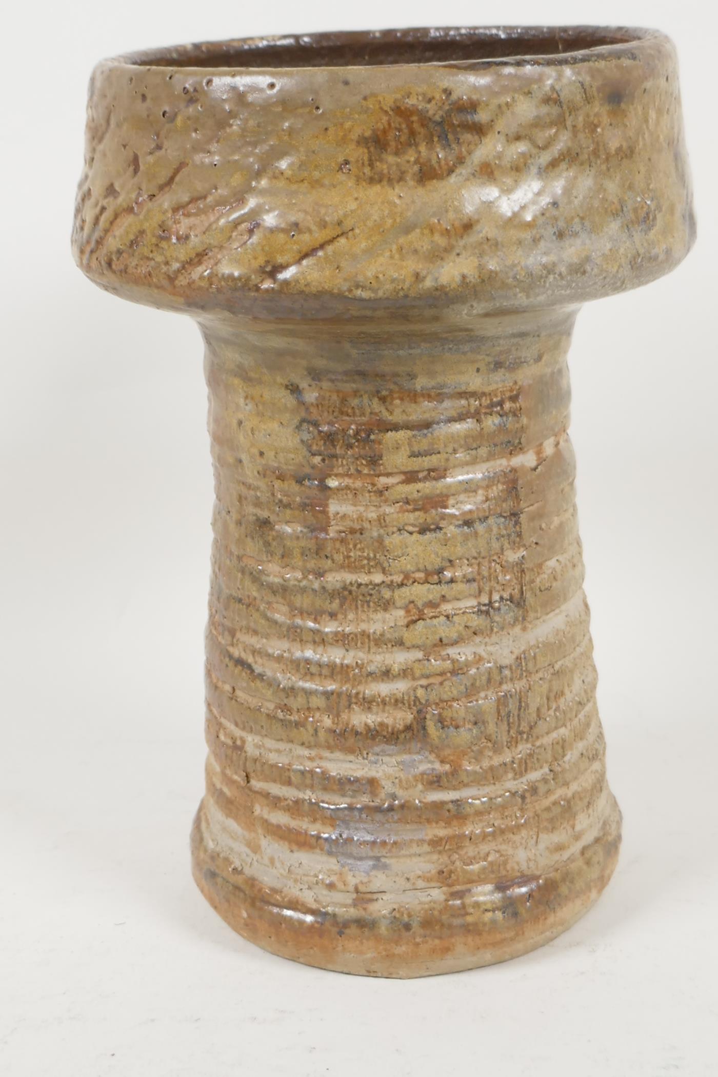 Oxshott Pottery, a goblet shaped studio vase impressed Denise Wren, 7½" high - Image 3 of 4